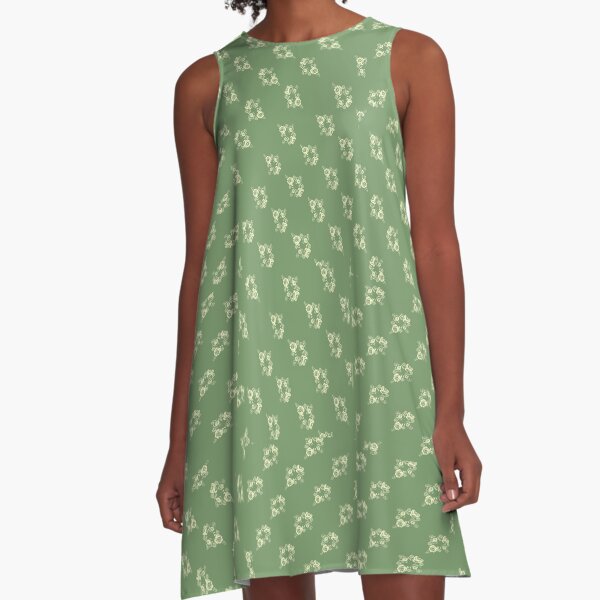 Canal flowers on pale green pattern A-Line Dress