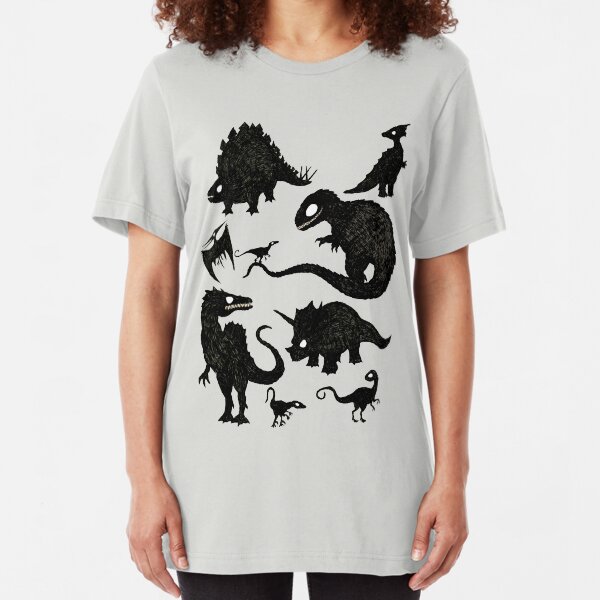 Silhouetted Dinosaurs Slim Fit T-Shirt