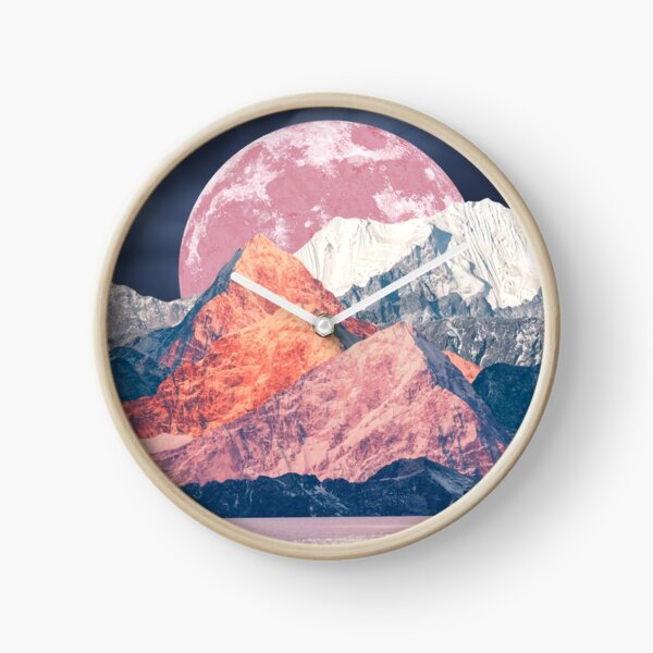 Pink Moon Rising Clock