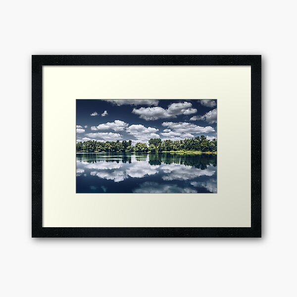 Lake - beautiful reflection of the landscape in the lake Framed Art Print