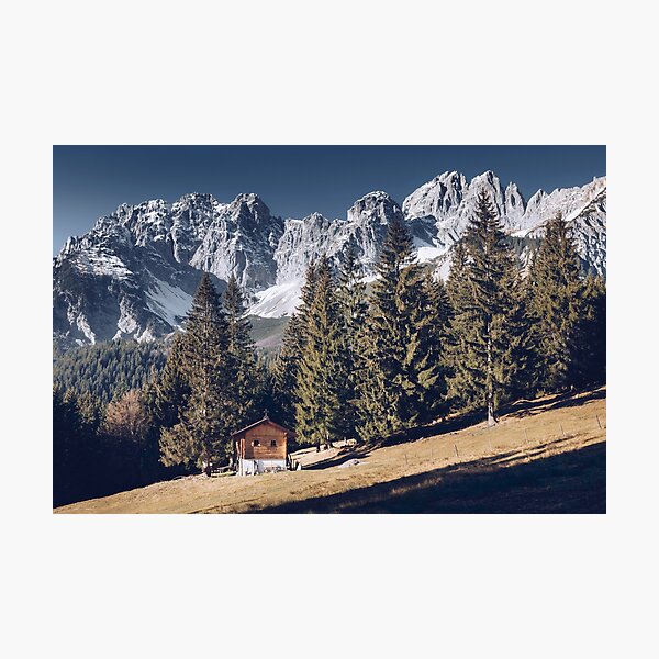 Kaiser - idyllic mountain landscape with mountain hut on the Wilder Kaiser Photographic Print