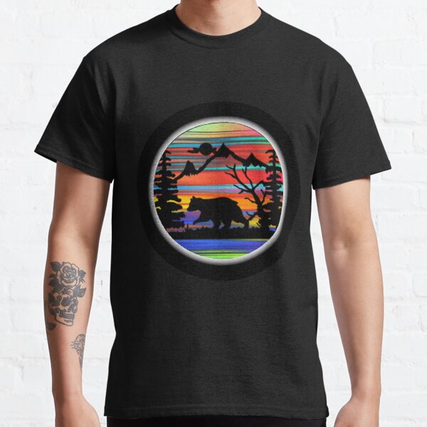 Bear Forest Mountain Rainbow Color Adventure Classic T-Shirt