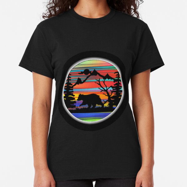 Bear Forest Mountain Rainbow Color Adventure Classic T-Shirt