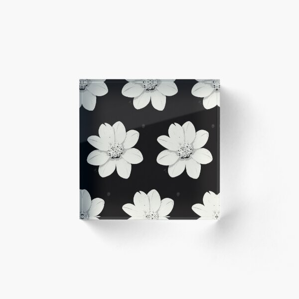 Weiß und Schwarz Blumen Acrylblock
