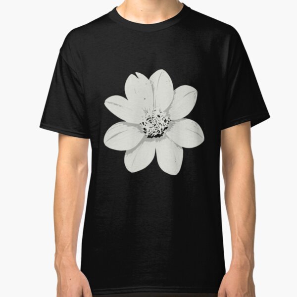 Weiß und Schwarz Blumen Classic T-Shirt