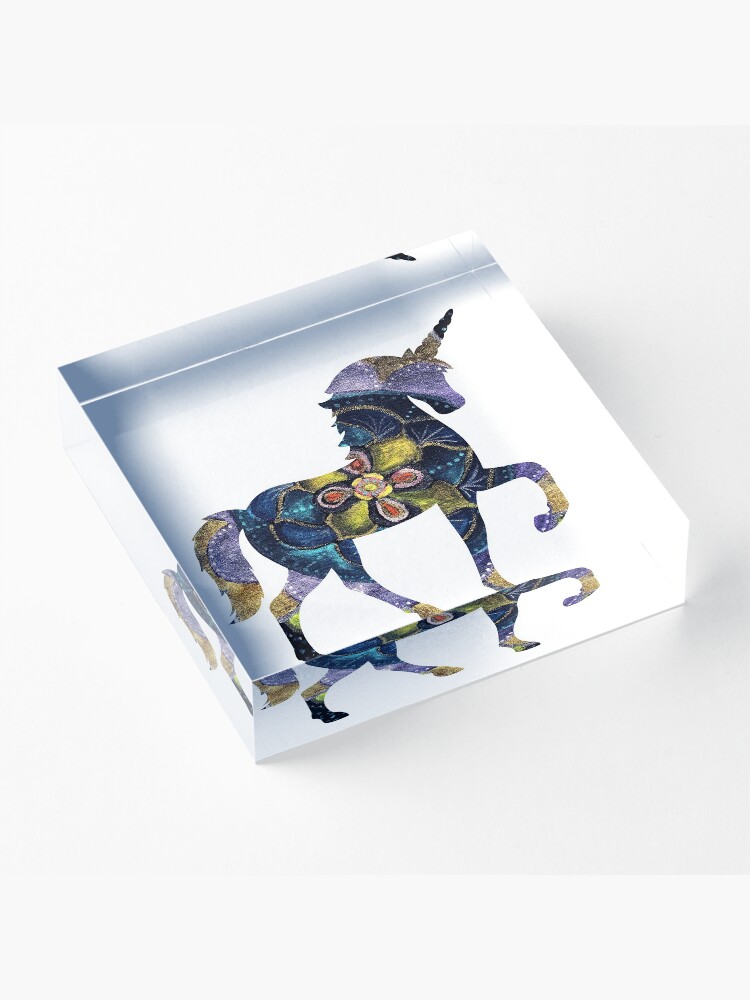 Alternate view of Magic Mandala Unicorn  Acrylic Block