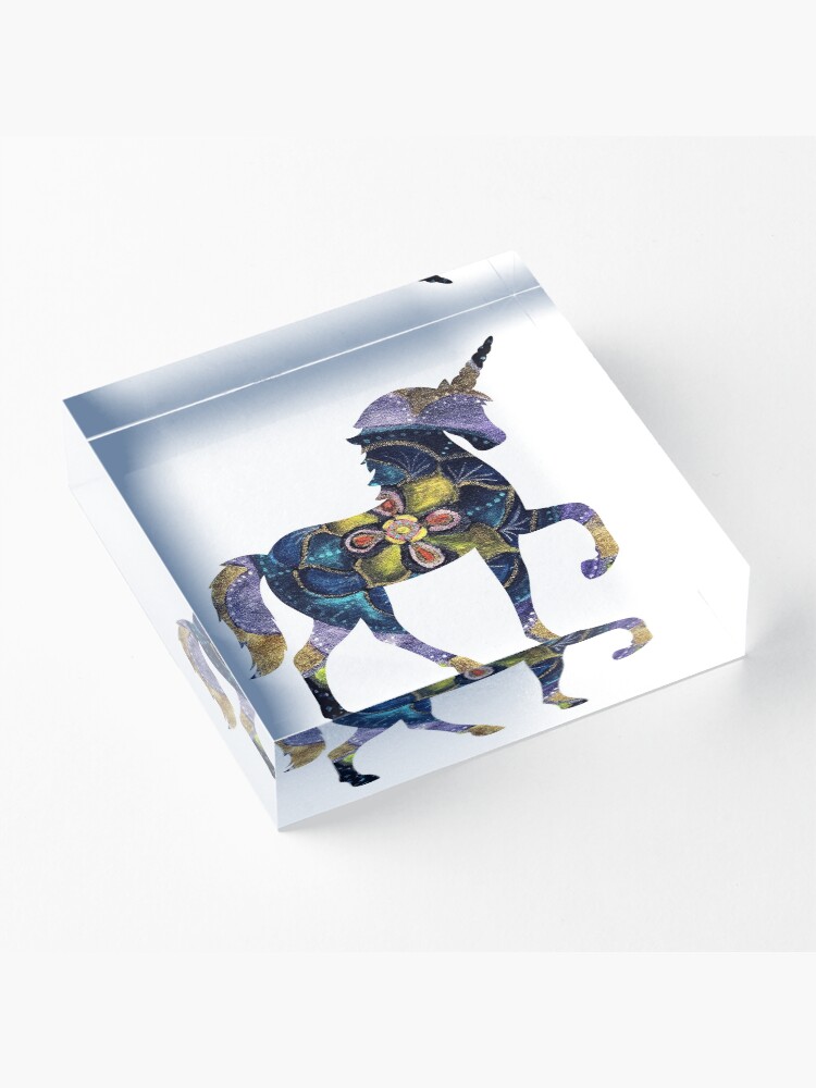 Thumbnail 3 of 5, Acrylic Block, Magic Mandala Unicorn designed and sold by Manitarka.