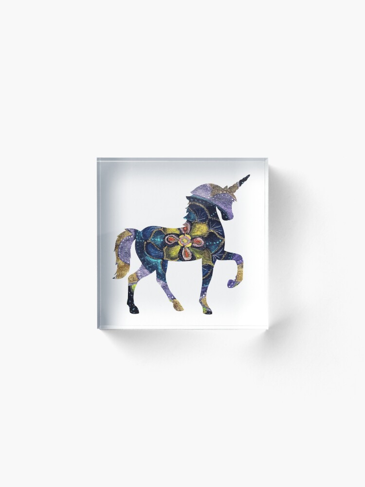 Alternate view of Magic Mandala Unicorn Acrylic Block