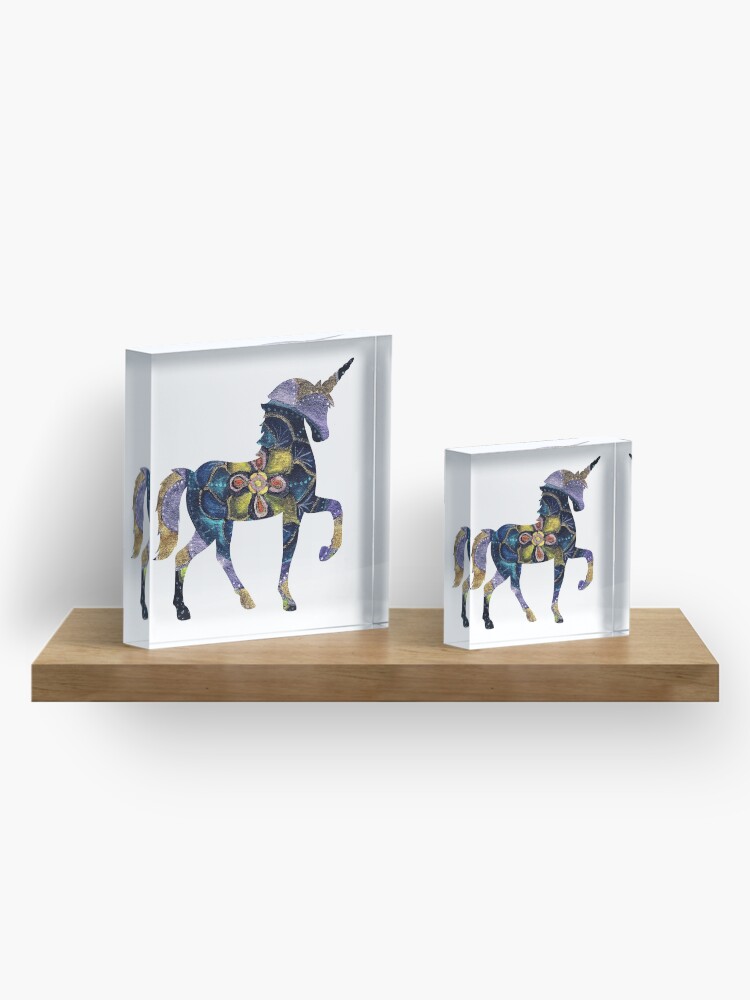 Alternate view of Magic Mandala Unicorn Acrylic Block