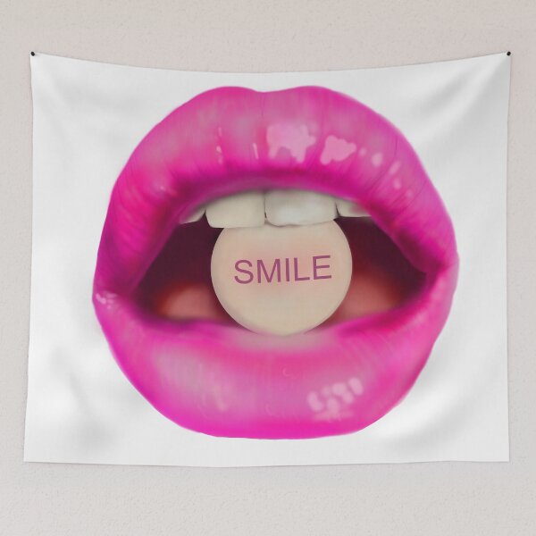 Item preview, Take a pill "Smile" Purple lips white background designed and sold by ArtInPi.