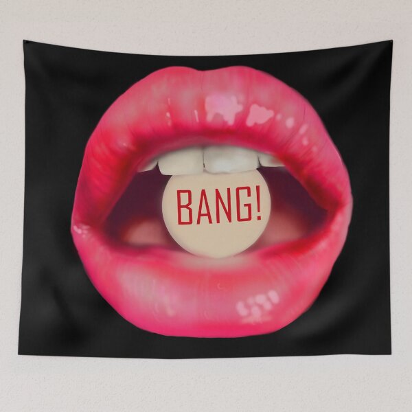 Item preview, Take a pill "BANG!" Red Lips Black background designed and sold by ArtInPi.