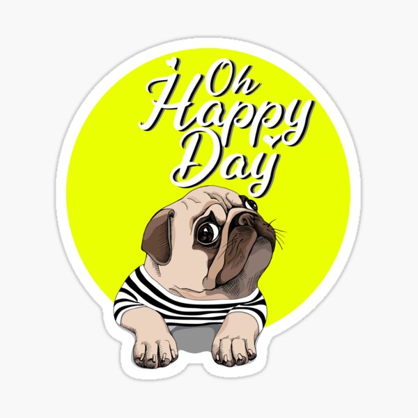 Happy Pug Stickers Redbubble - yellow pug roblox