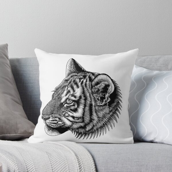 Item preview, Amur tiger cub - big cat - ink illustration designed and sold by LorenDowding.