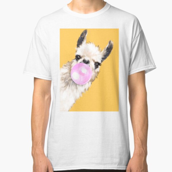 Bubble Gum Sneaky Llama in Mustard Yellow Classic T-Shirt