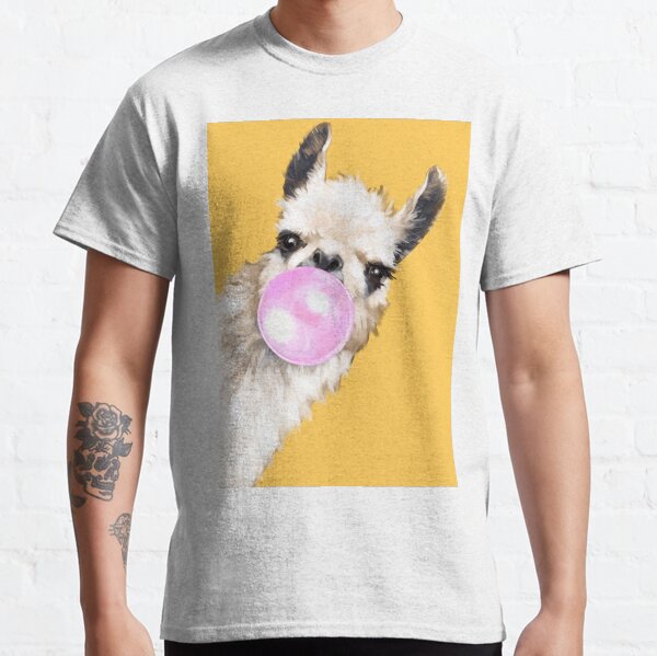 Bubble Gum Sneaky Llama in Mustard Yellow Classic T-Shirt