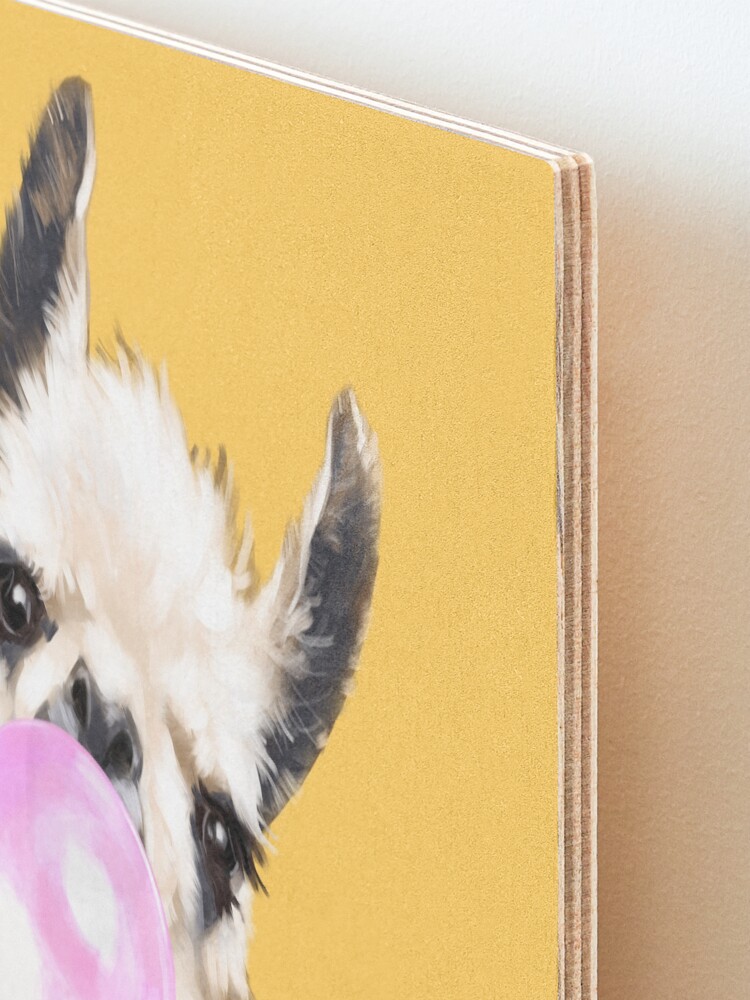 Alternate view of Bubble Gum Sneaky Llama in Mustard Yellow Mounted Print