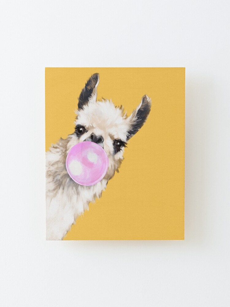 Alternate view of Bubble Gum Sneaky Llama in Mustard Yellow Mounted Print