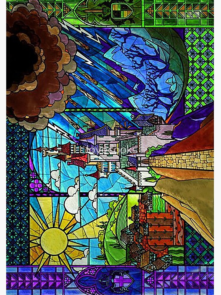 Beauty and the Beast-- stained glass castle (sideways) by lovecooks