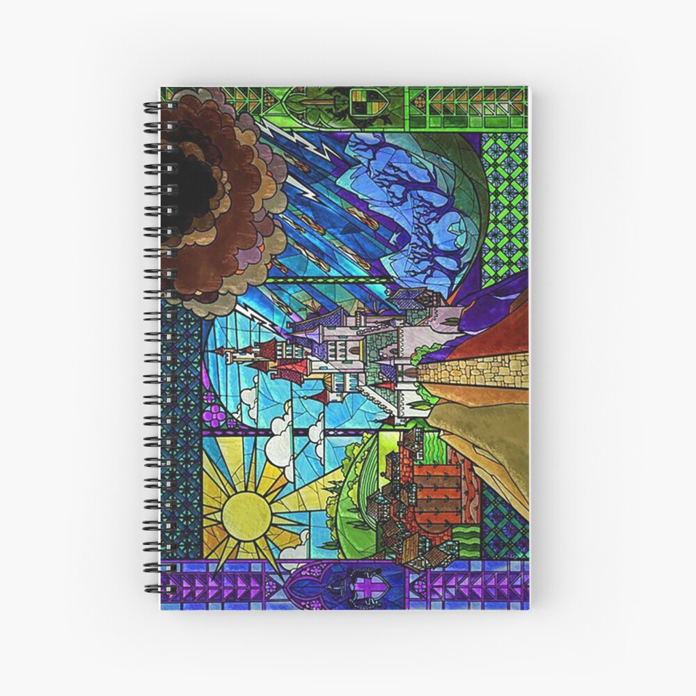 Beauty and the Beast-- stained glass castle (sideways) Spiral Notebook