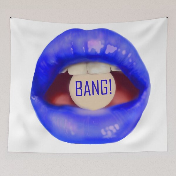 Item preview,  Take a pill "BANG!" blue lips White background designed and sold by ArtInPi.