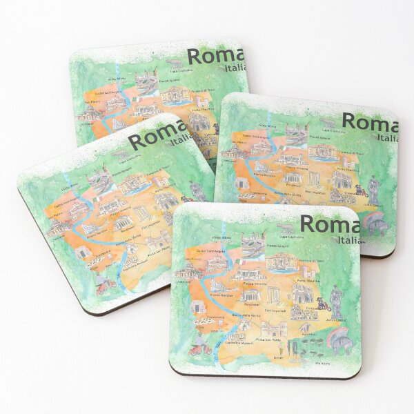 Item preview, Rome Italy Illustrated Travel Poster Favorite Map Tourist Highlights designed and sold by artshop77.