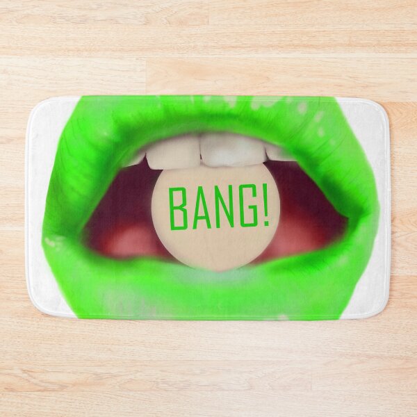 Item preview, Take a pill "BANG!"green lips White background designed and sold by ArtInPi.