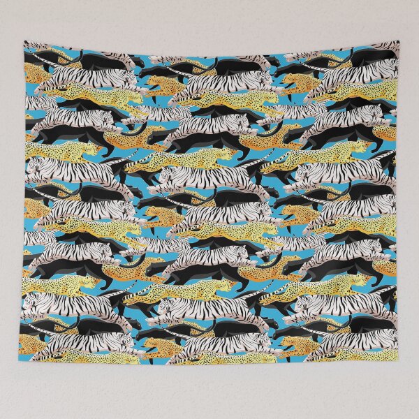 Item preview, Seamless bright jungle pattern of panthers, cheetahs and tigers designed and sold by Tanor.