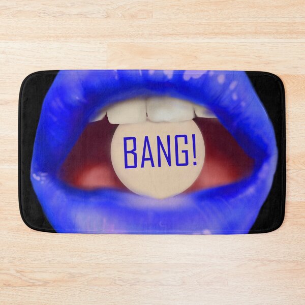 Item preview, Take a pill "BANG!" blue lips black background designed and sold by ArtInPi.