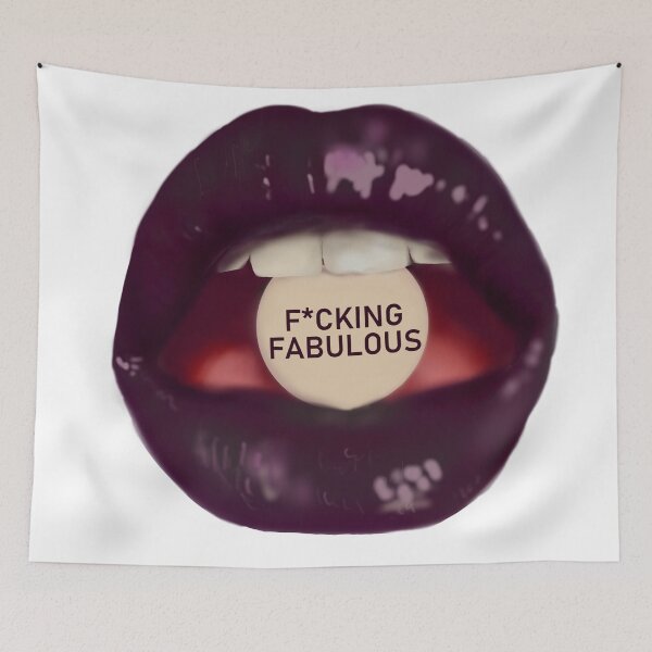 Aperçu de l'œuvre Large Prendre une pilule "F * cking fabulous" black lips créée et vendue par ArtInPi.