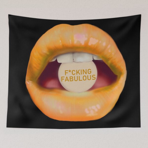 Item preview, Take a pill "F*cking fabulous!" orange lips black background designed and sold by ArtInPi.