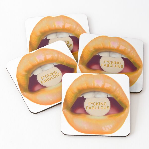 Item preview, Large Take a pill "F*cking fabulous" orange lips designed and sold by ArtInPi.