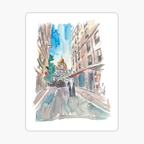 Paris France Montmartre Sunset At Sacre Coeur Sticker
