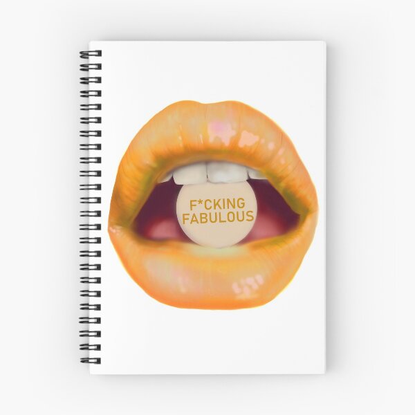 Item preview, Take a pill "F*cking fabulous" orange lips white background designed and sold by ArtInPi.