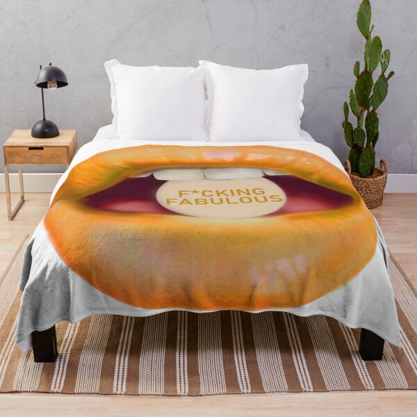 Item preview, Take a pill "F*cking fabulous" orange lips white background designed and sold by ArtInPi.