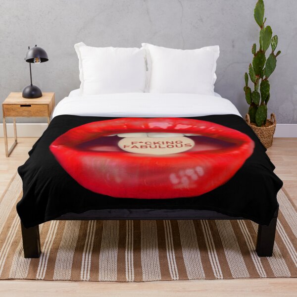 Item preview, Tome una pastilla "¡F * cking fabuloso!" labios rojos fondo negro designed and sold by ArtInPi.