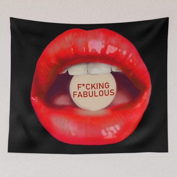 Item preview, Take a pill "F*cking fabulous!" red lips black background designed and sold by ArtInPi.