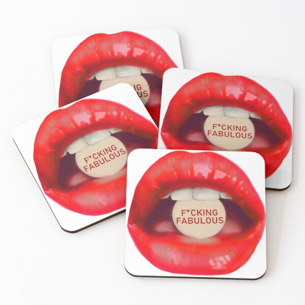 Item preview, Large Take a pill "F*cking fabulous" red lips designed and sold by ArtInPi.