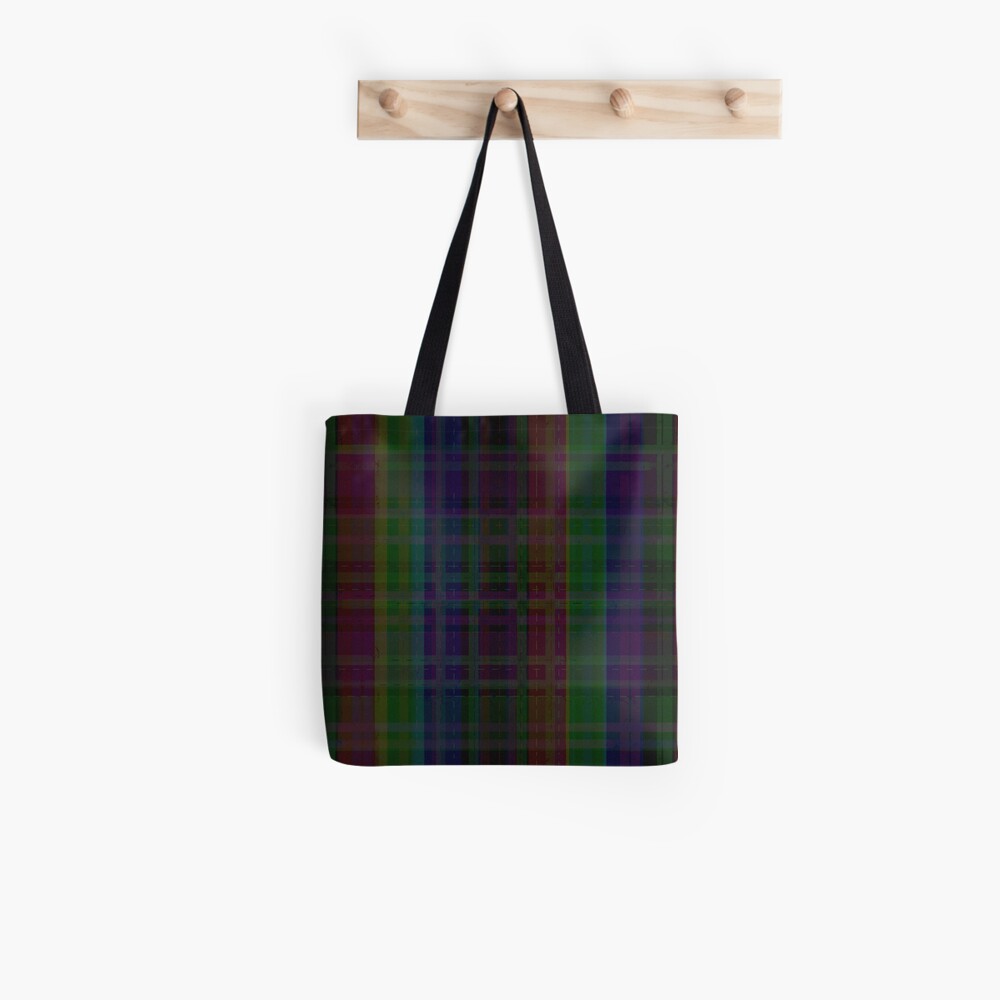 Dark Rainbow Plaid Pattern Tote Bag