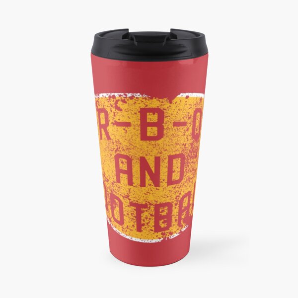 BBQ and Football - Red & Gold Travel Mug