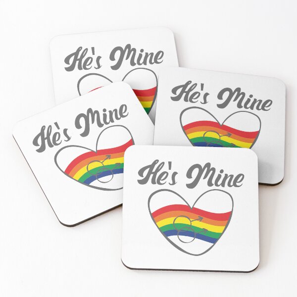 "Gay Couple Gifts Matching LGBT He's Mine Gay Pride Gift" Coasters (Set ...