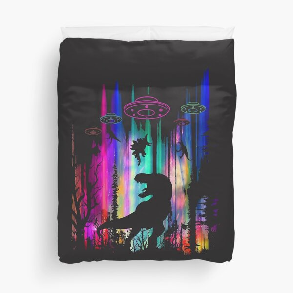 UFO Dinosaurs Rex Aliens Sci-fi Spaceship Duvet Cover