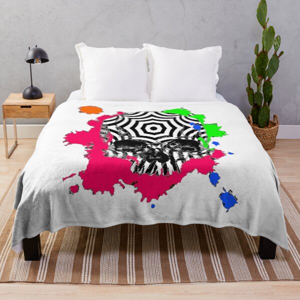Item preview, Colorful Neon Ink Blot Hypnotize Skull designed and sold by EightWinds.