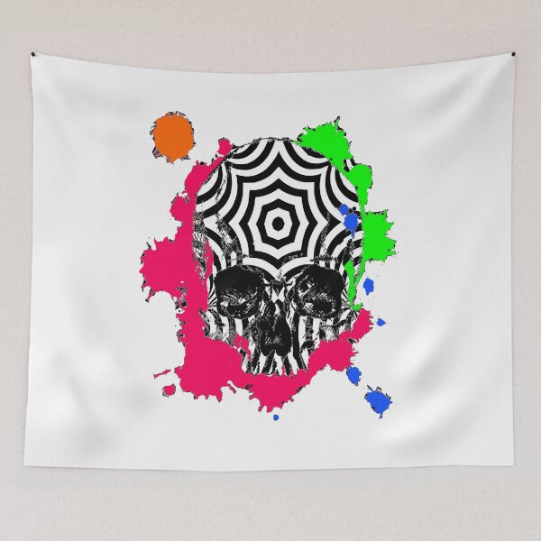 Item preview, Colorful Neon Ink Blot Hypnotize Skull designed and sold by EightWinds.