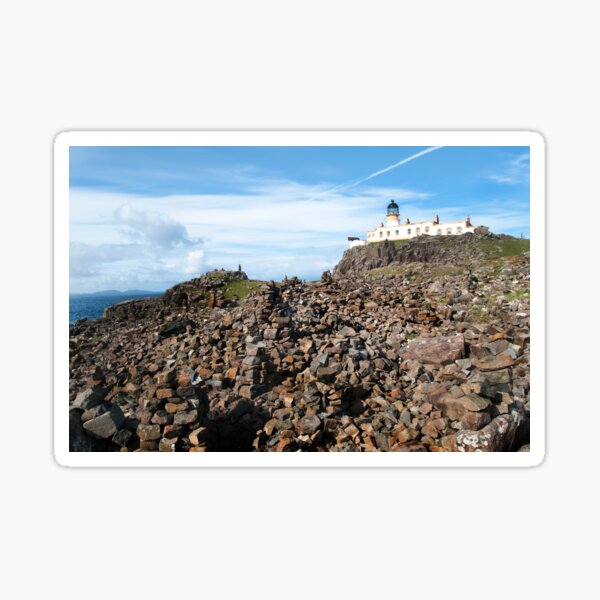 The Cairns in front of the Neist Point Lighthouse, Isle of Skye, Scotland Sticker