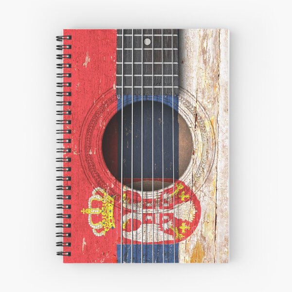 Item preview, Old Acoustic Guitar with Serbian Flag designed and sold by JeffBartels.