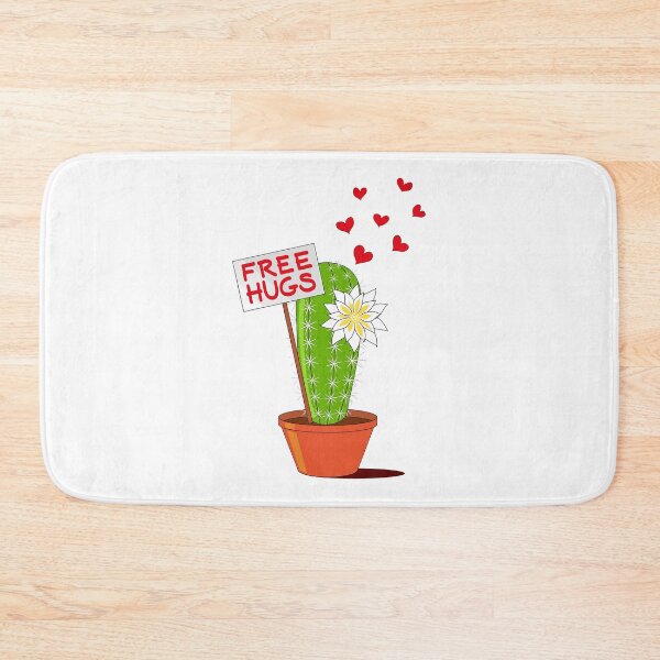 Item preview, Free Hugs Cactus with white blossom and red hearts – humor designed and sold by un-artiges.