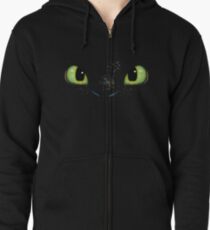 Toothless fiery eyes Zipped Hoodie