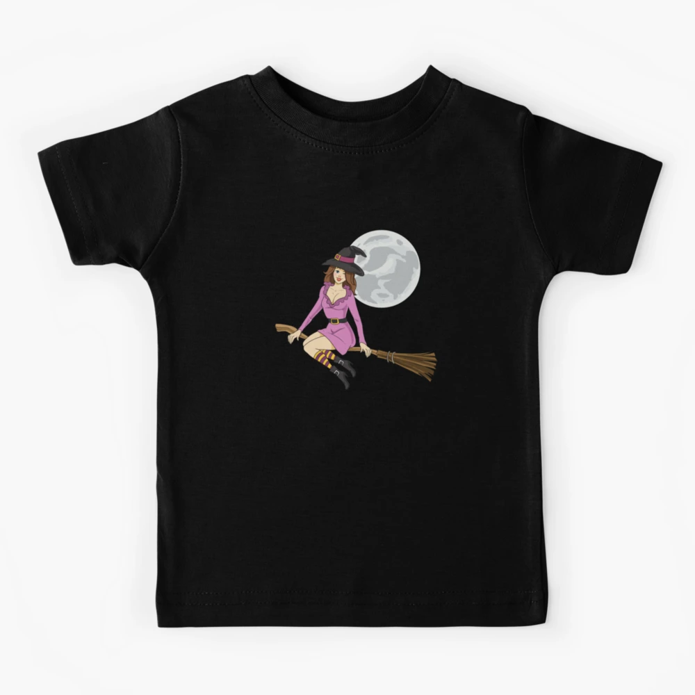 Witch Riding Broom In Front of a Full Moon Halloween product