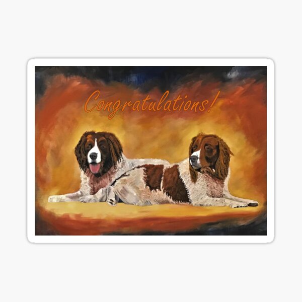 Spaniel Friends Congratulations Card Sticker