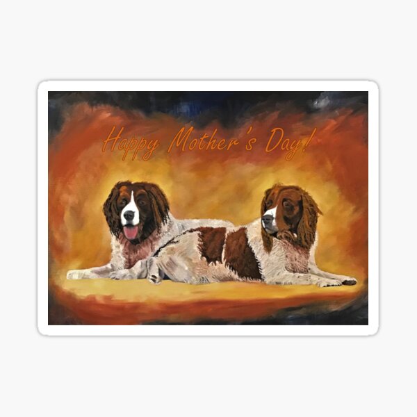 Spaniel Friends Mother's Day Card Sticker